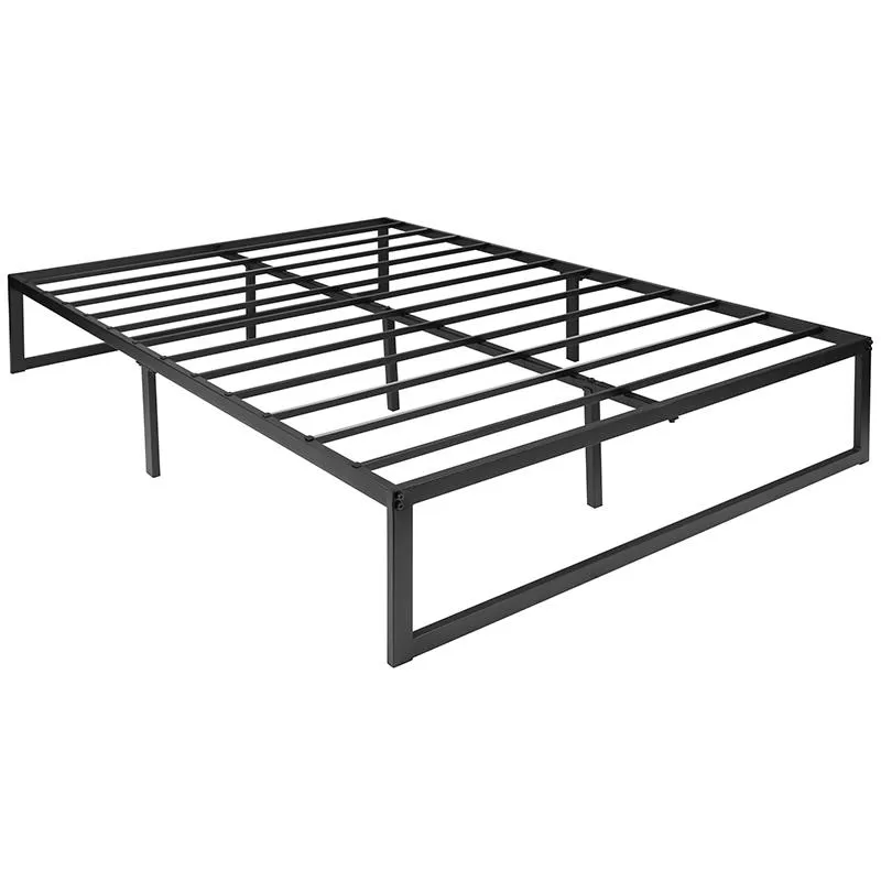 14 Inch Metal Platform Bed Frame - No Box Spring Needed With Steel Slat Support And Quick Lock Functionality (Full) By Flash Furniture