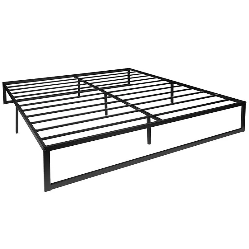 14 Inch Metal Platform Bed Frame - No Box Spring Needed With Steel Slat Support And Quick Lock Functionality (King) By Flash Furniture