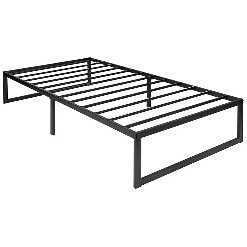 14 Inch Metal Platform Bed Frame - No Box Spring Needed With Steel Slat Support And Quick Lock Functionality (Twin) By Flash Furniture