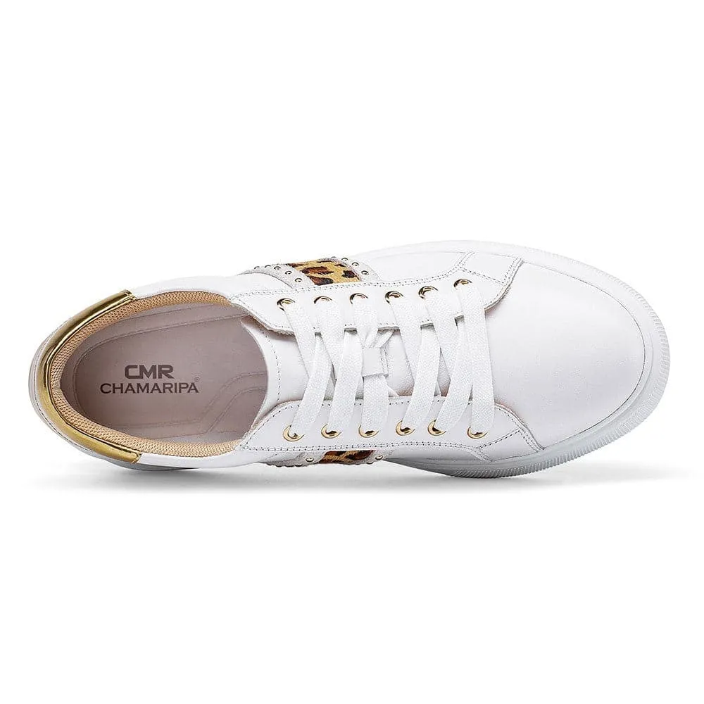 7 CM / 2.76 Inches CMR CHAMARIPA Elevator Shoes for Women - Elevate Your Style and Height - White Wedge Sneakers