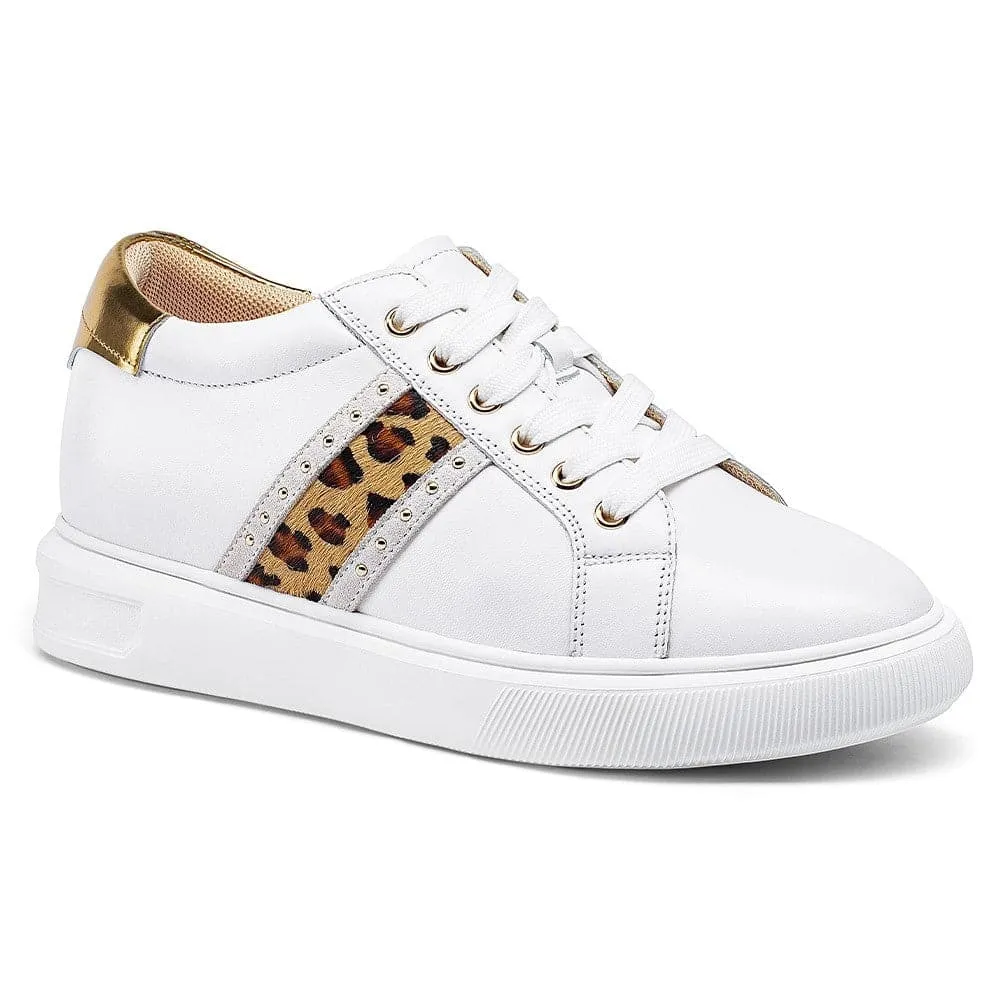 7 CM / 2.76 Inches CMR CHAMARIPA Elevator Shoes for Women - Elevate Your Style and Height - White Wedge Sneakers