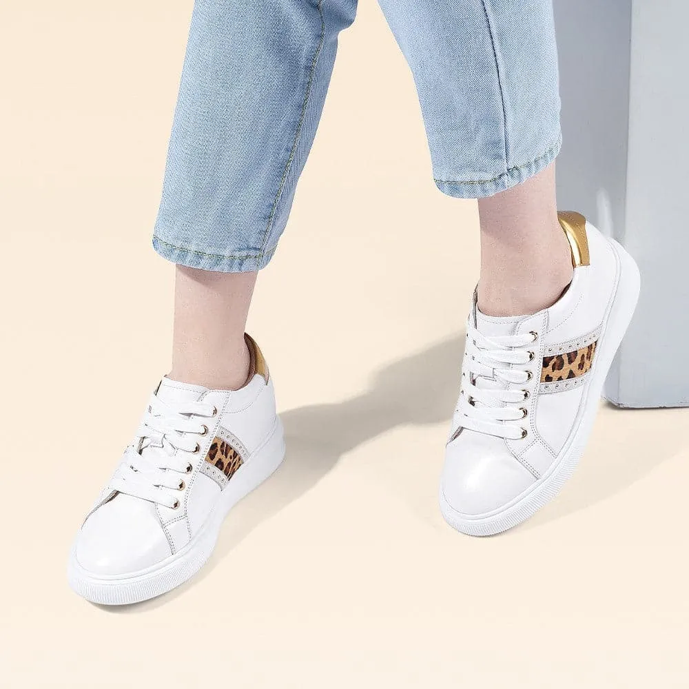 7 CM / 2.76 Inches CMR CHAMARIPA Elevator Shoes for Women - Elevate Your Style and Height - White Wedge Sneakers