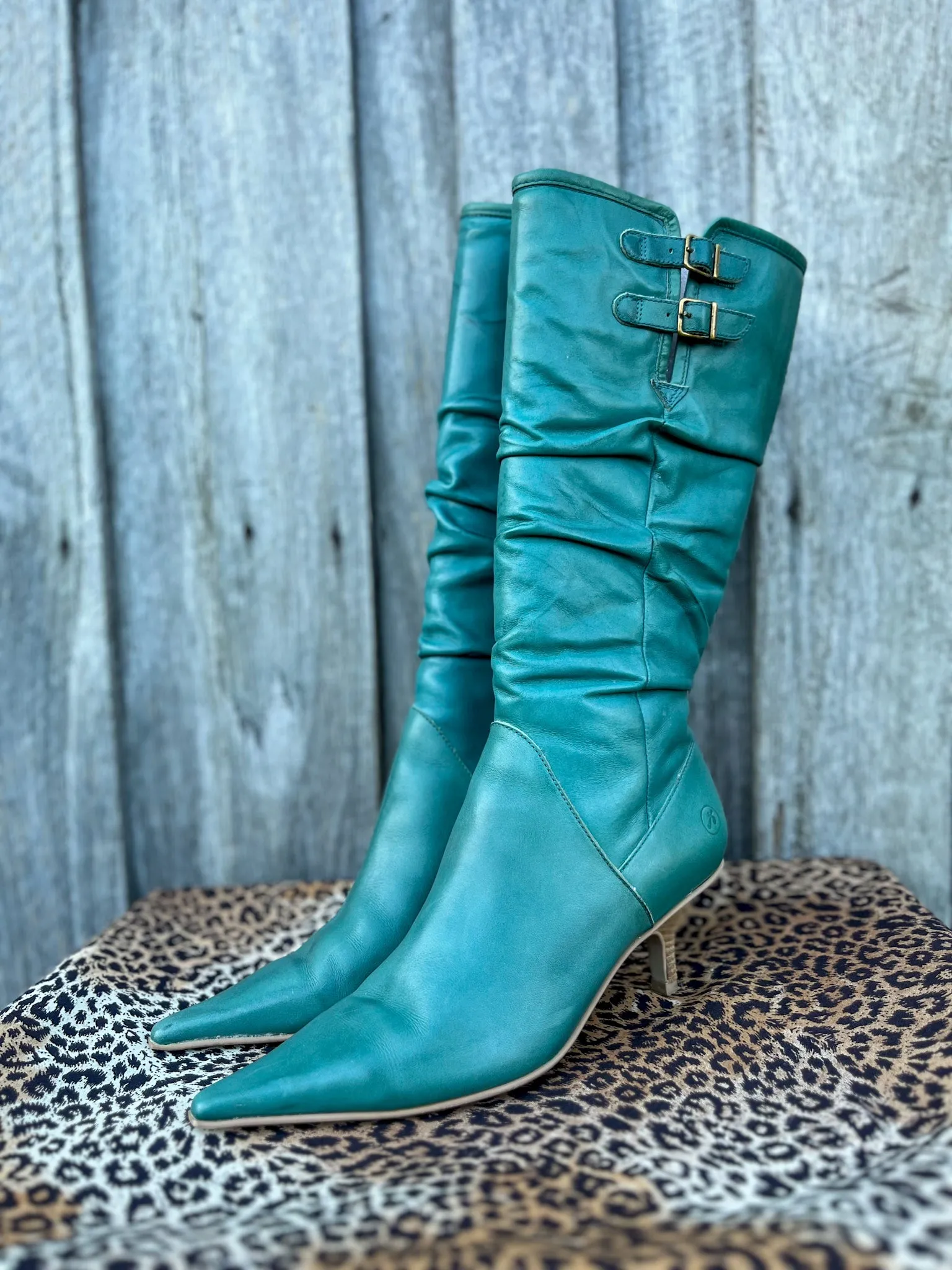 90s Aqua Leather Boots