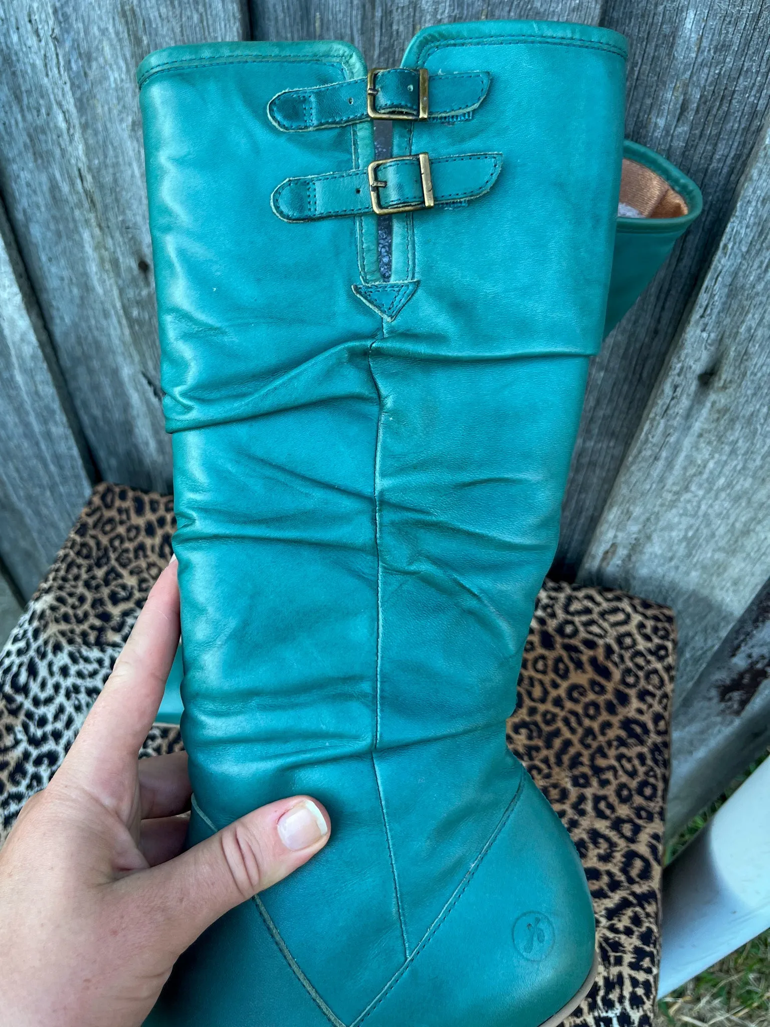 90s Aqua Leather Boots