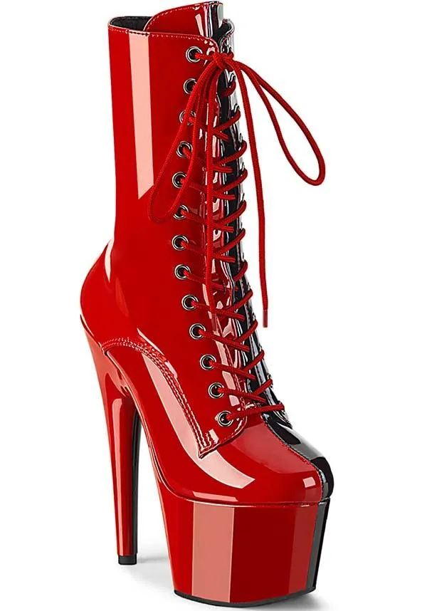 ADORE-1040TT [Red/Black Patent] | PLATFORM BOOTS [PREORDER]