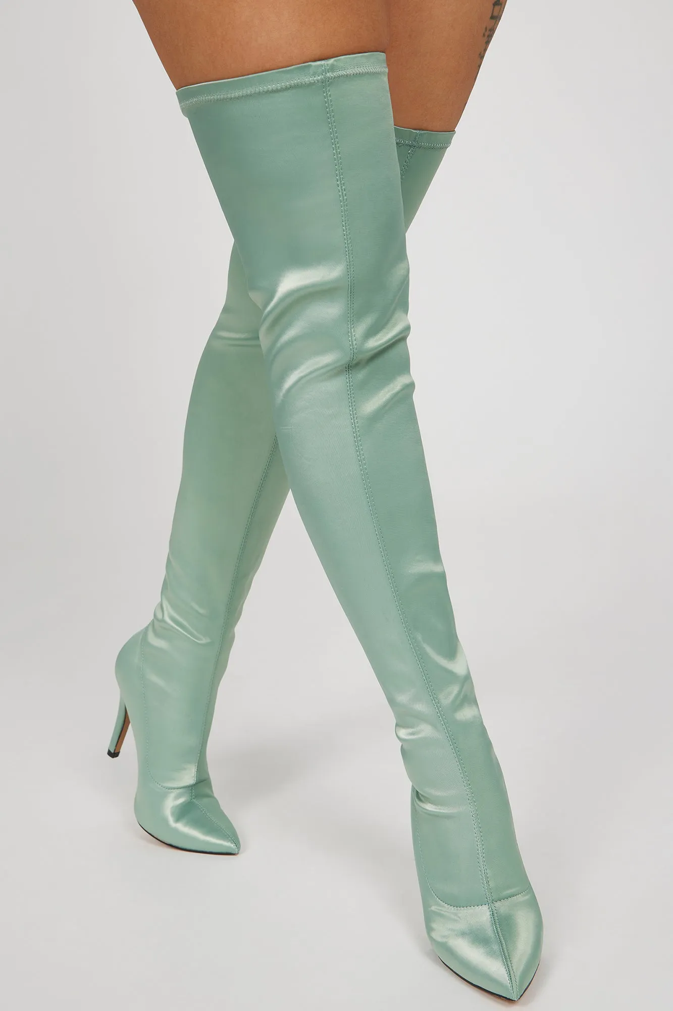 Always Your Babe Over The Knee Heeled Boots - Green