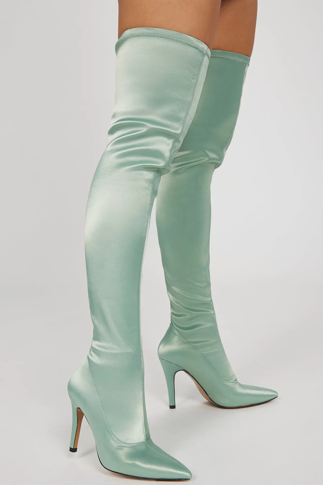 Always Your Babe Over The Knee Heeled Boots - Green