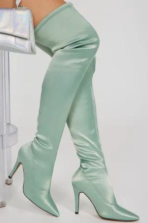 Always Your Babe Over The Knee Heeled Boots - Green