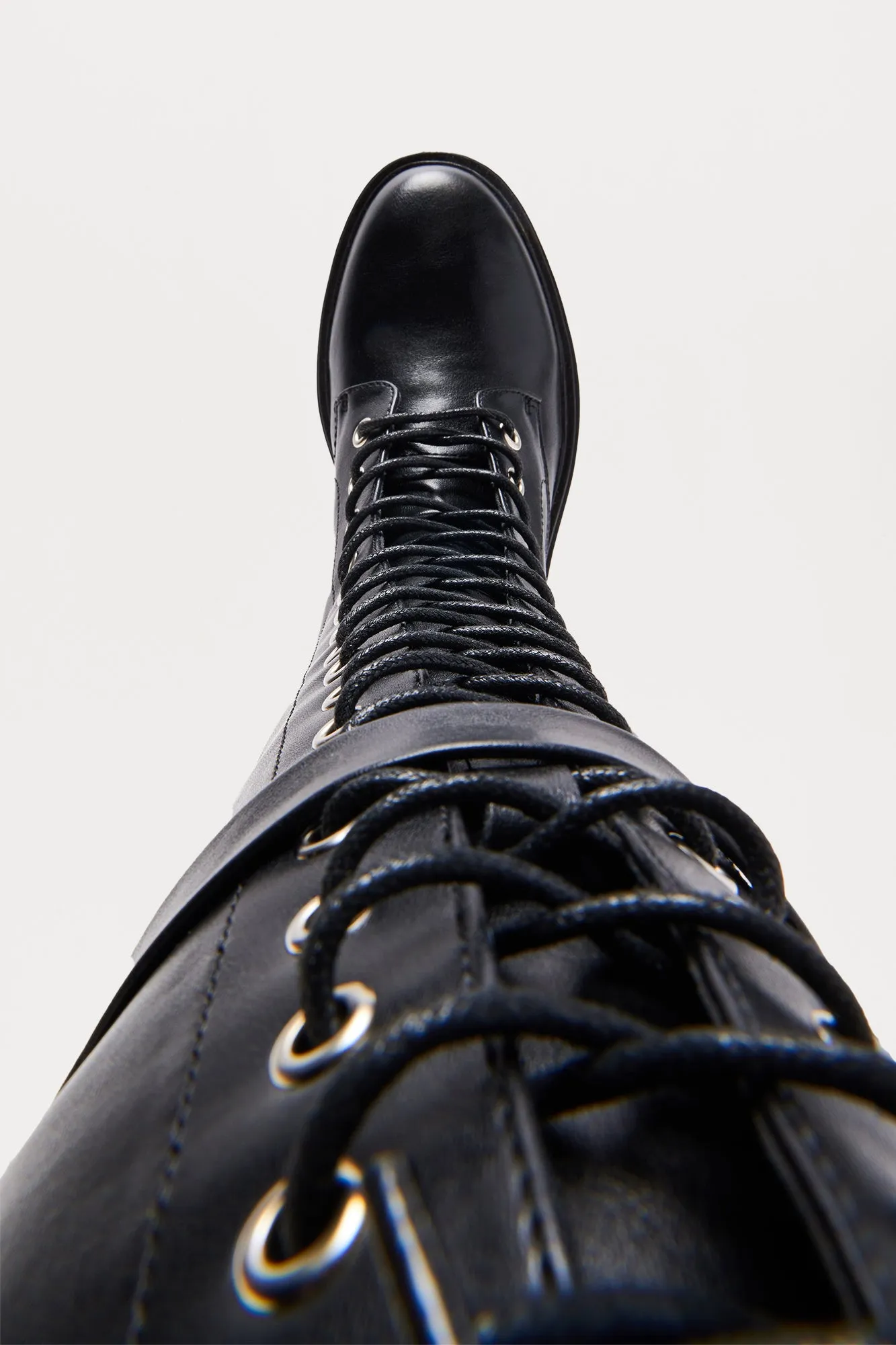 Apollo Knee High Combat Boots - Black