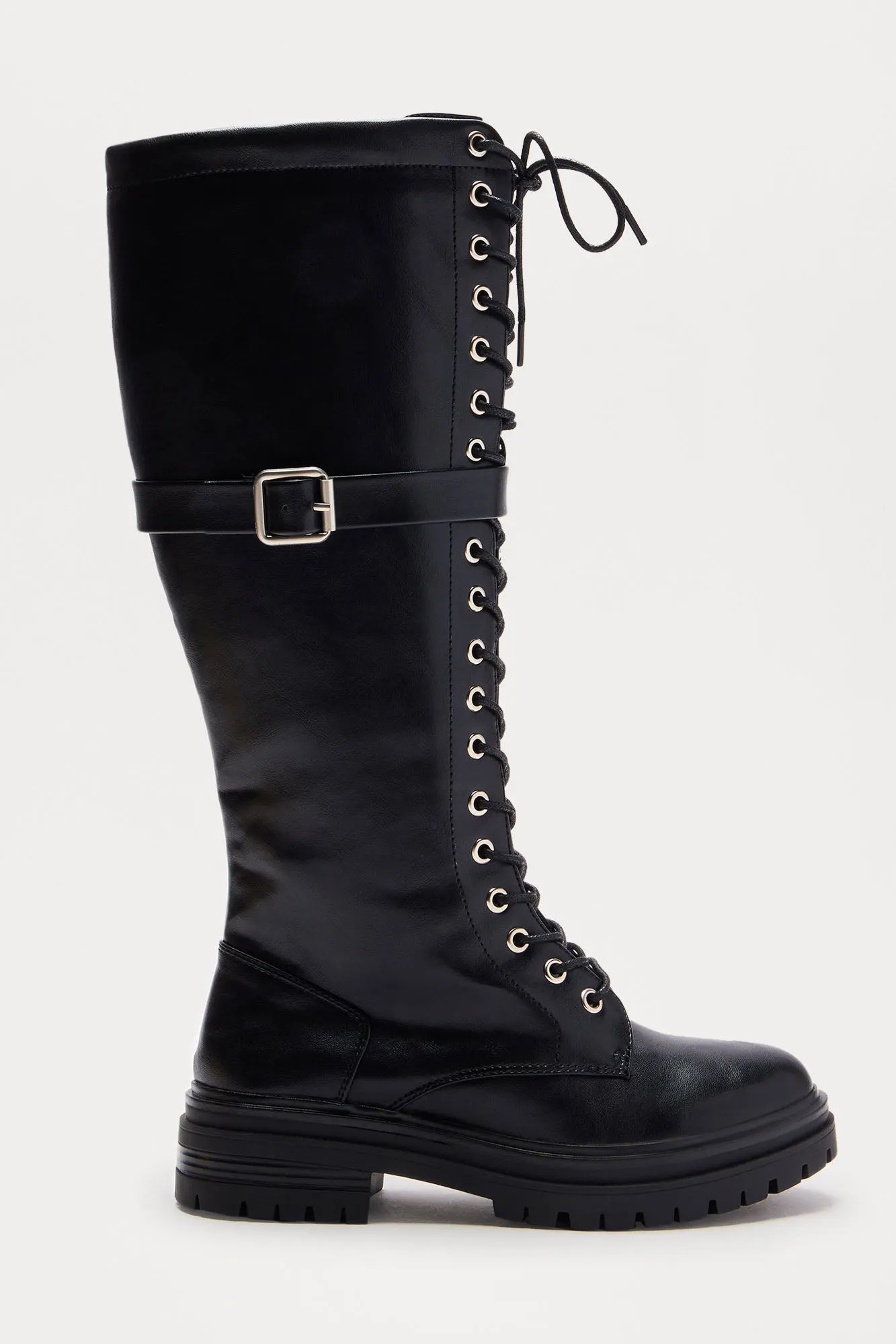 Apollo Knee High Combat Boots - Black