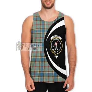 Balfour Blue Tartan Men's Tank Top with Family Crest Circle Style