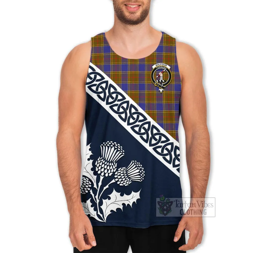 Balfour Tartan Men's Tank Top Featuring Thistle and Scotland Map