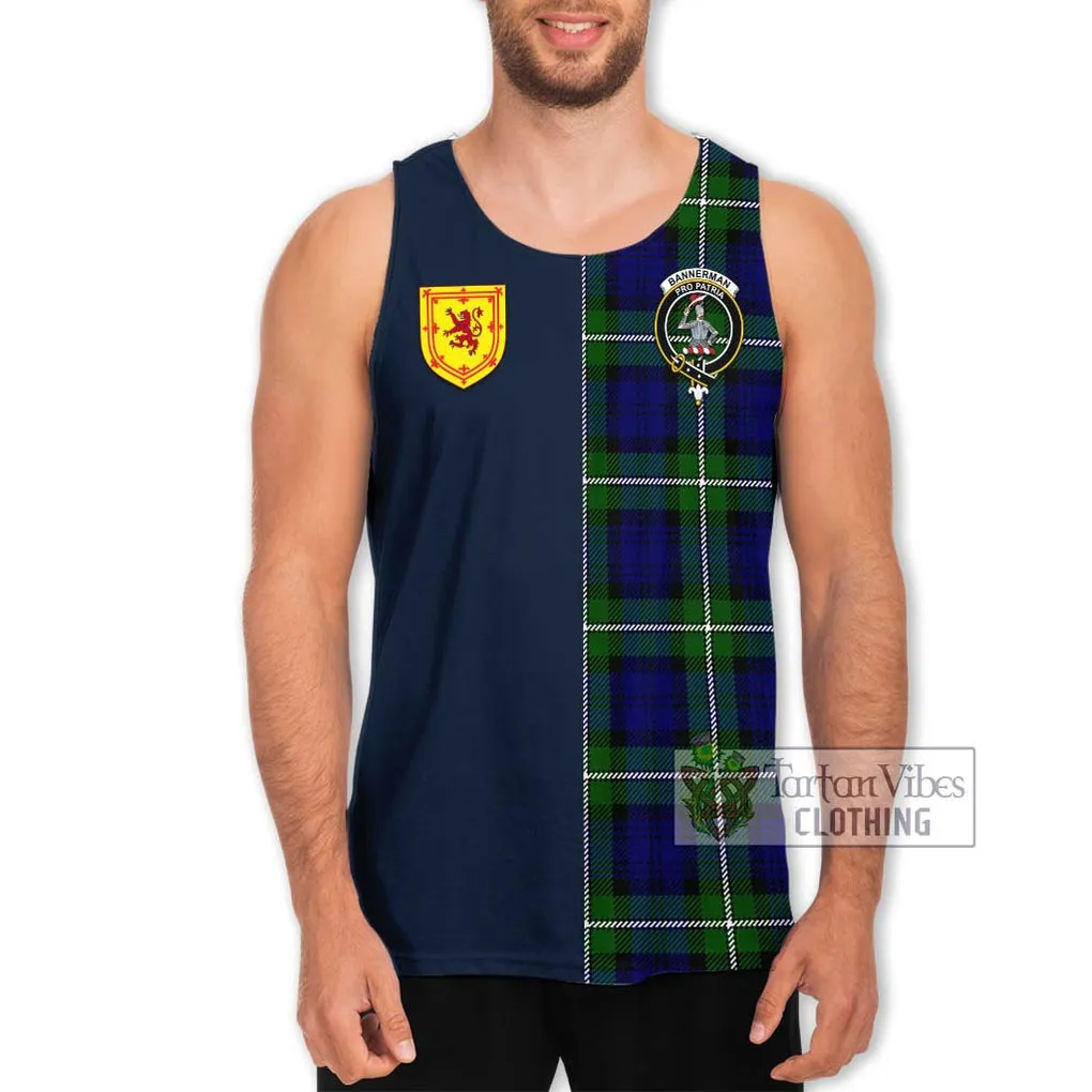 Bannerman Tartan Men's Tank Top Alba with Scottish Lion Royal Arm Half Style