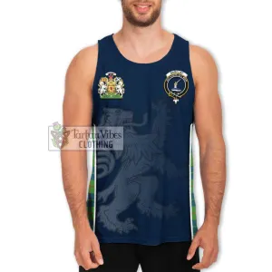 Barclay Hunting Ancient Tartan Men's Tank Top with Family Crest and Lion Rampant Vibes Sport Style