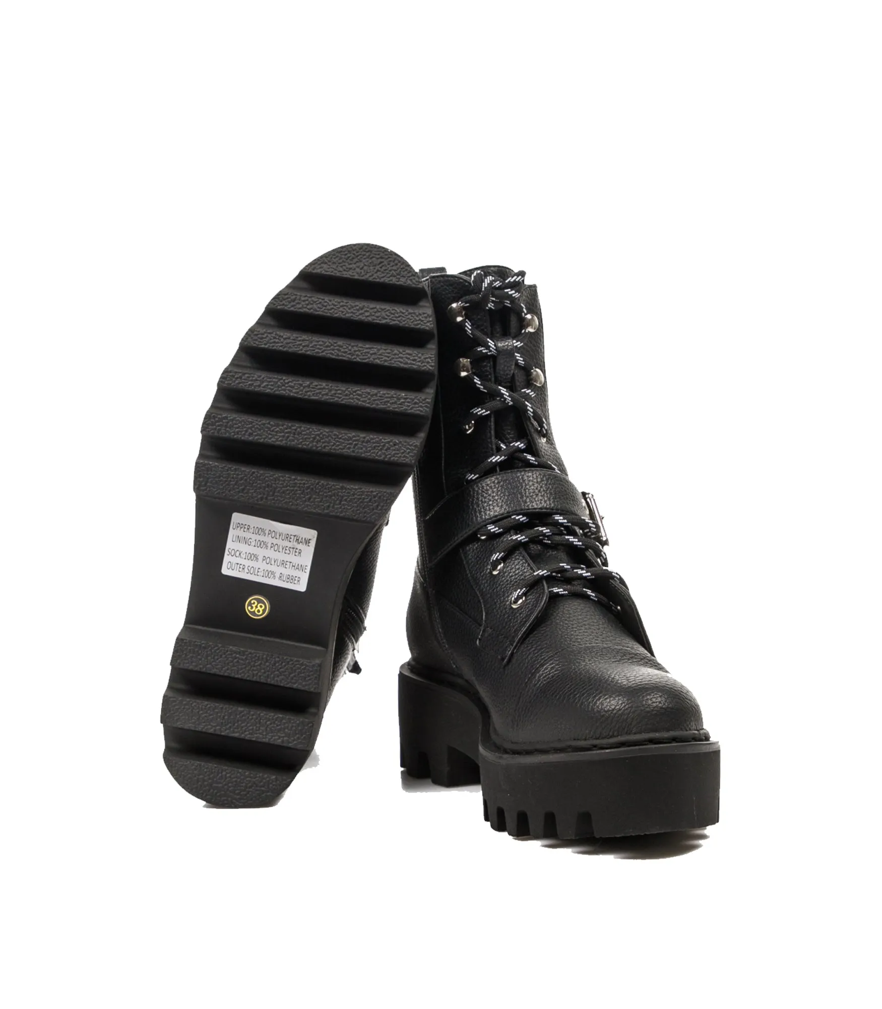 Basic Lace Up Combat Boots - Black