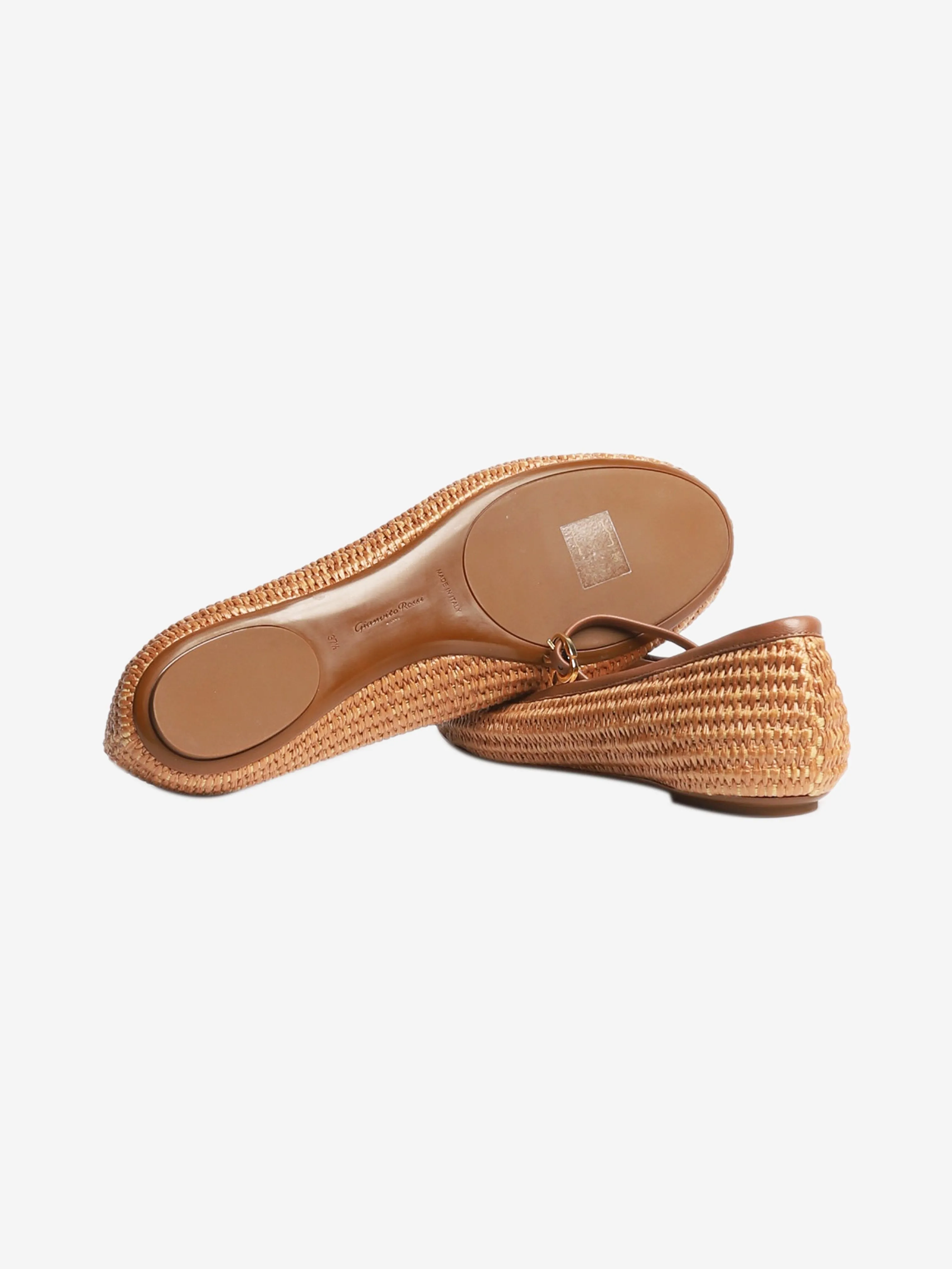 Beige Carla woven raffia ballet flats - size EU 37.5