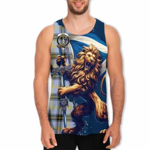 Bell Tartan Family Crest Men's Tank Top with Scottish Majestic Lion