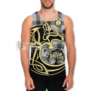 Bell Tartan Men's Tank Top with Family Crest Celtic Wolf Style