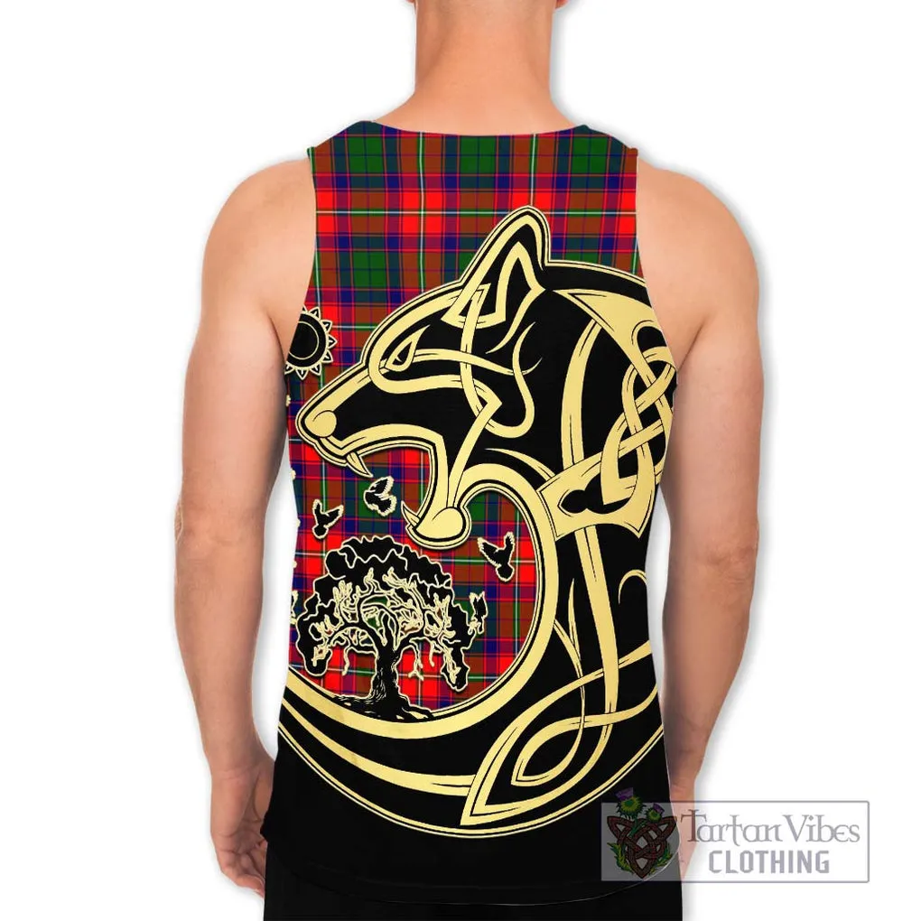 Belsches Tartan Men's Tank Top with Family Crest Celtic Wolf Style