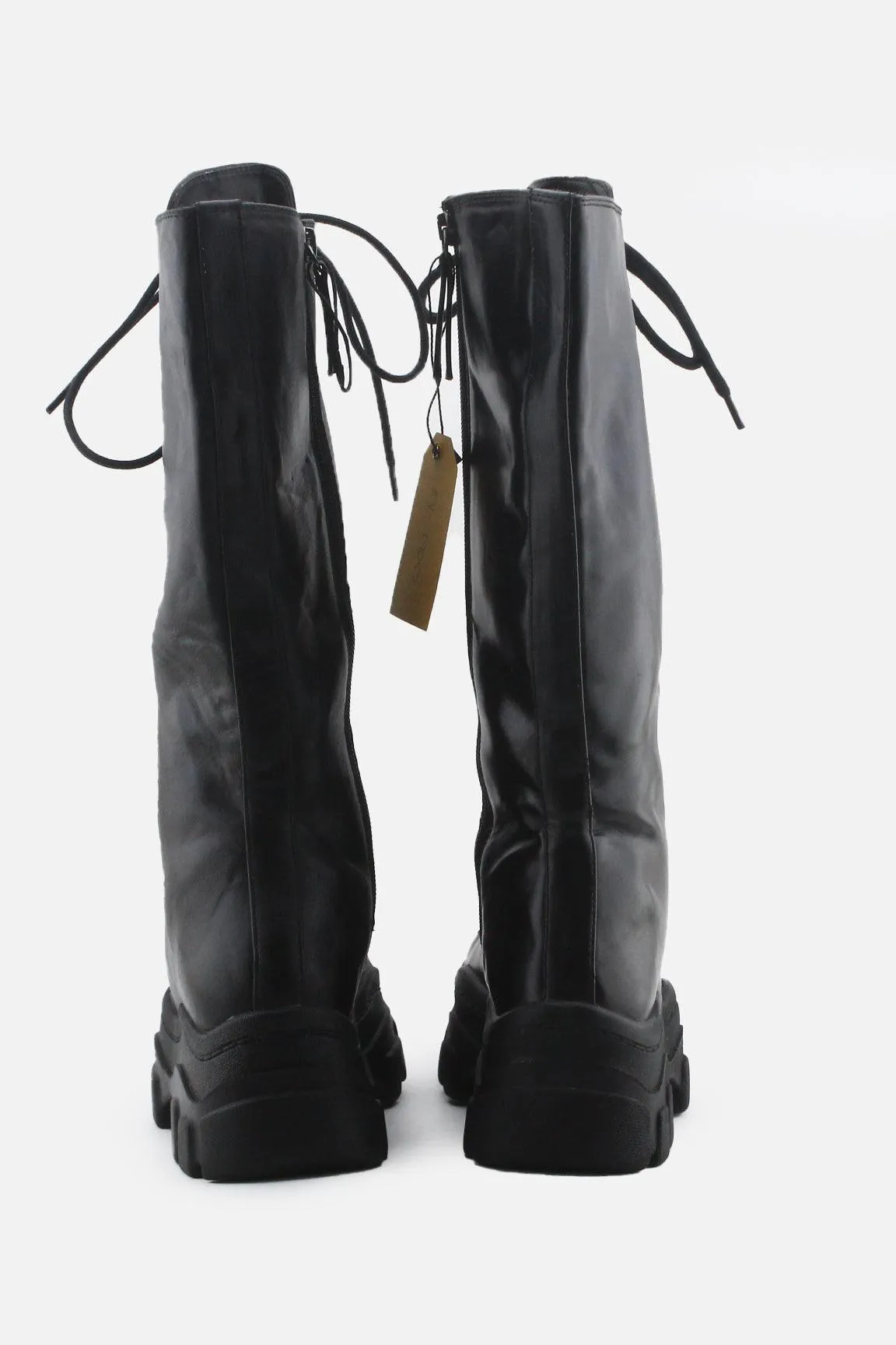 Bershka Zipper Laces Combat Long Boots | 100% Authentic Leather