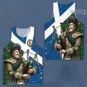 Beveridge Tartan Men's Tank Top with Family Crest Scottish Bagpiper Vibes