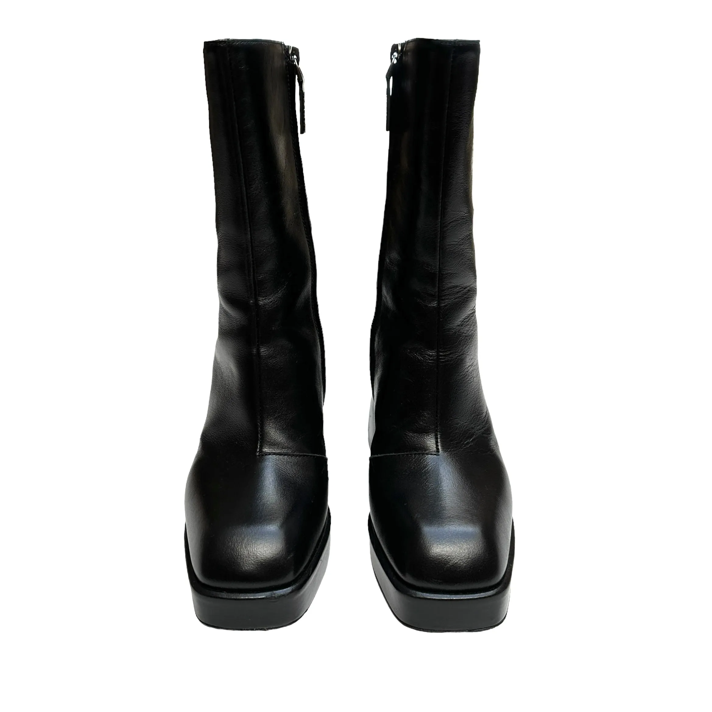 Black Platform Chunky Boots -  8