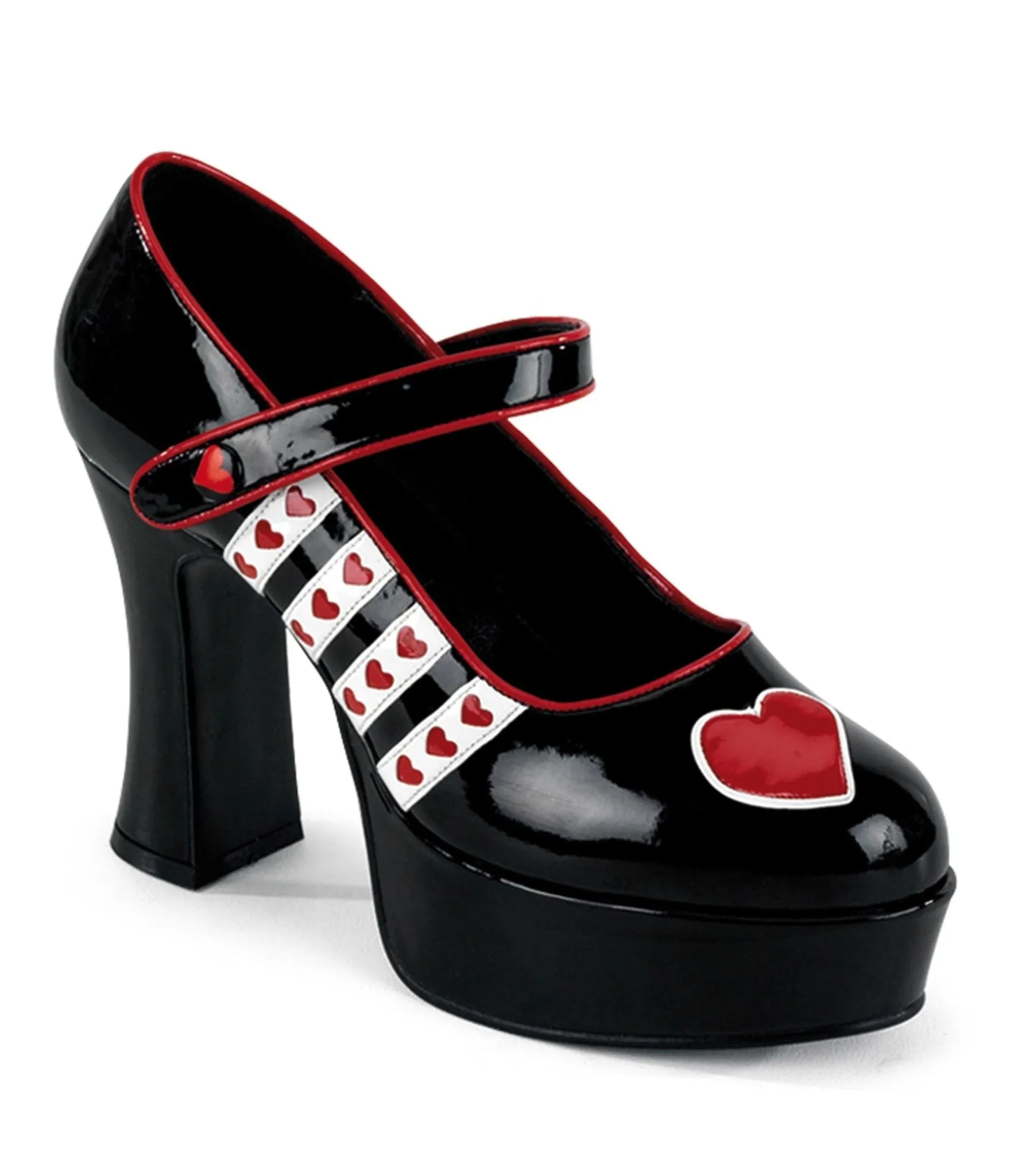 Black Queen of Hearts Platform Heels