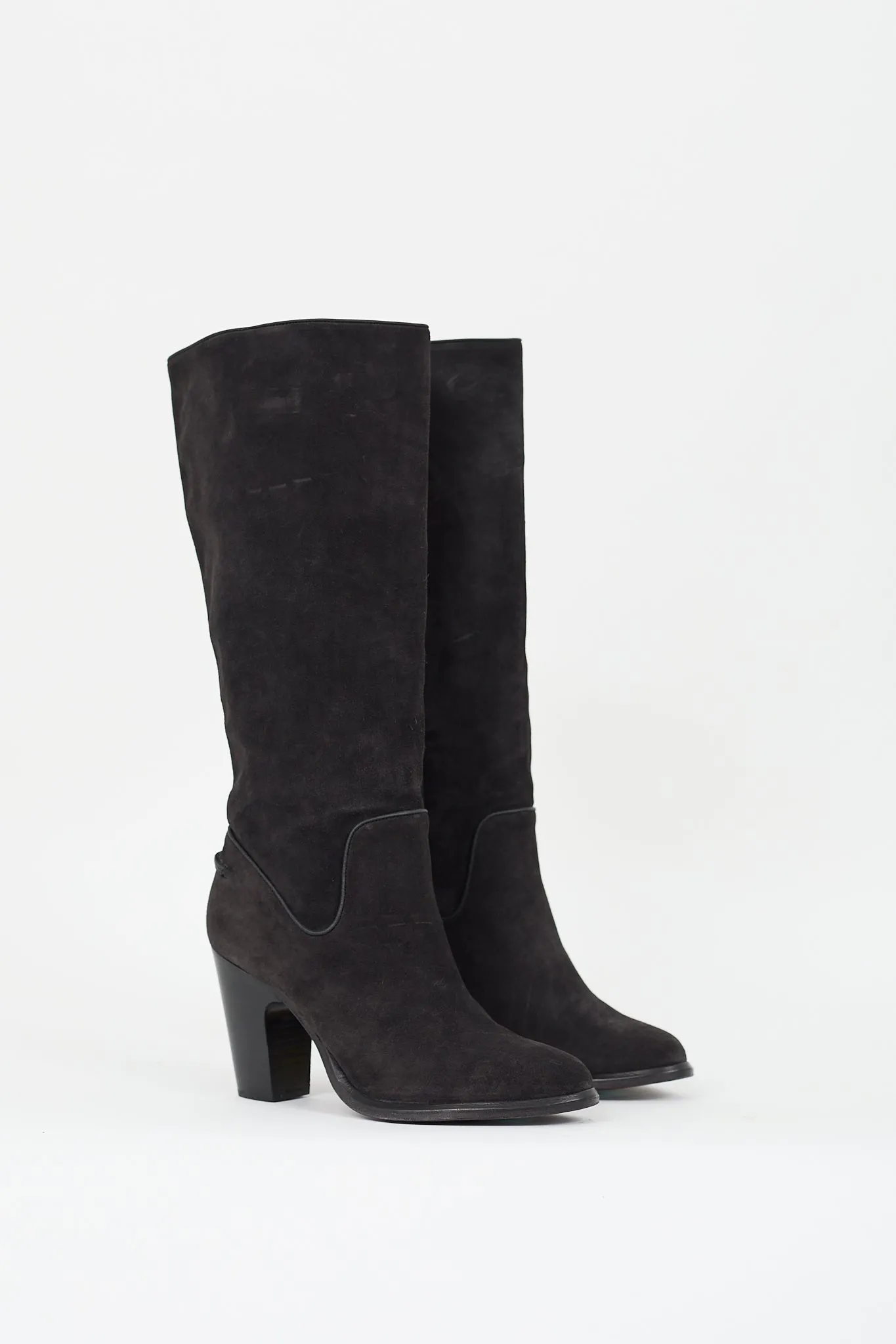 Black Suede Heeled Boot