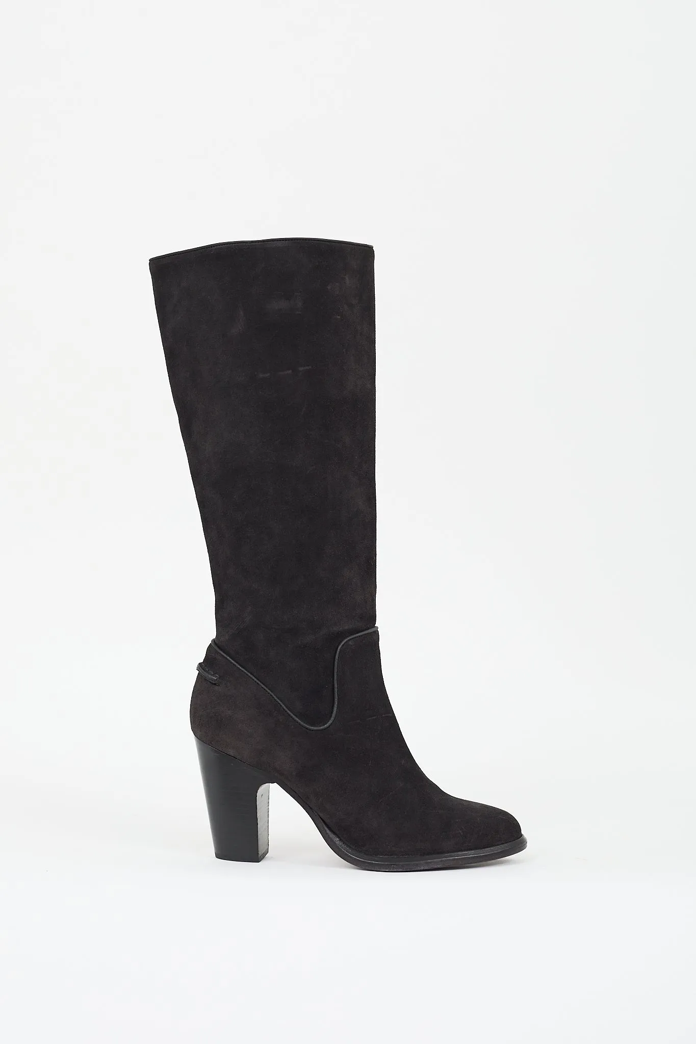 Black Suede Heeled Boot