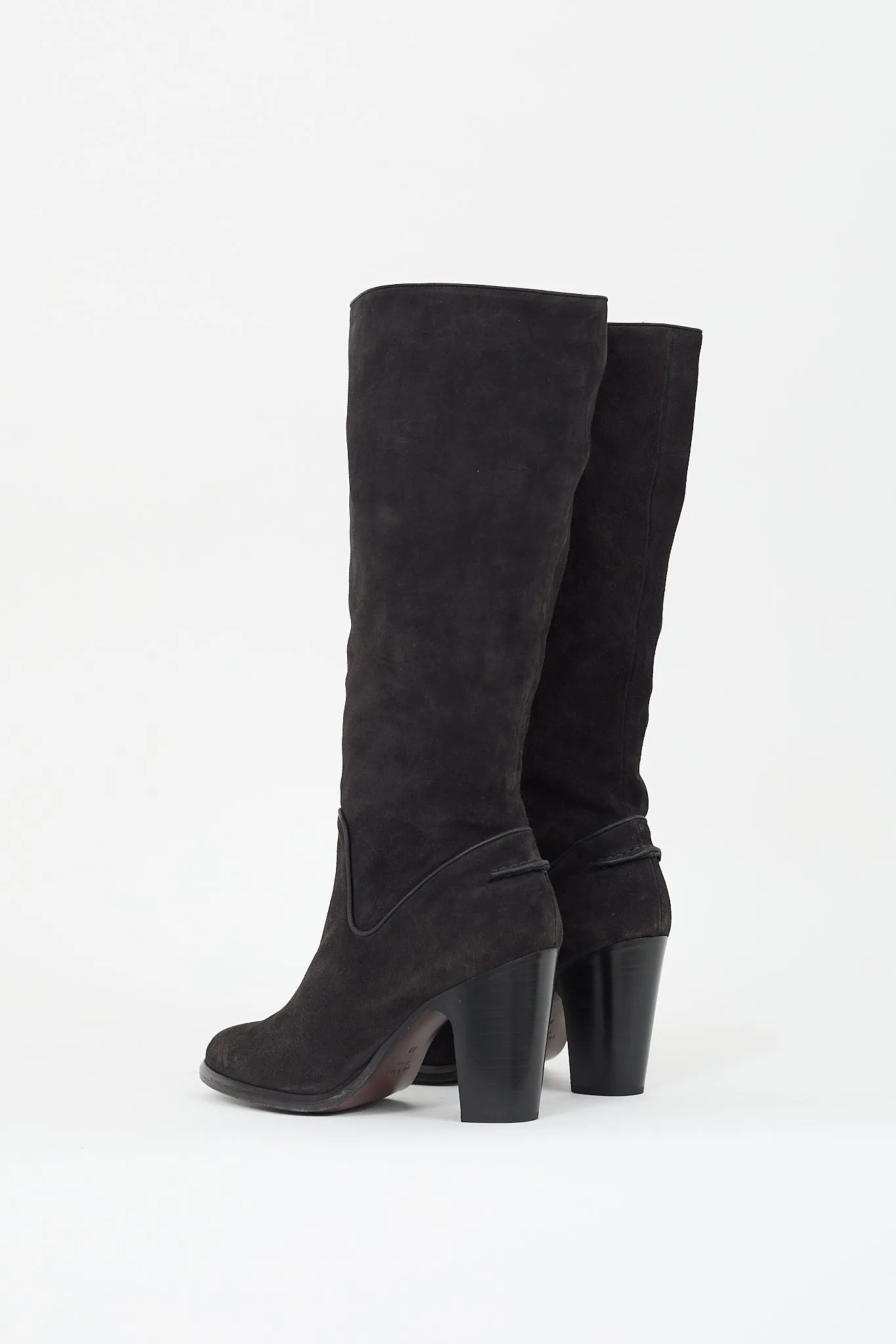 Black Suede Heeled Boot