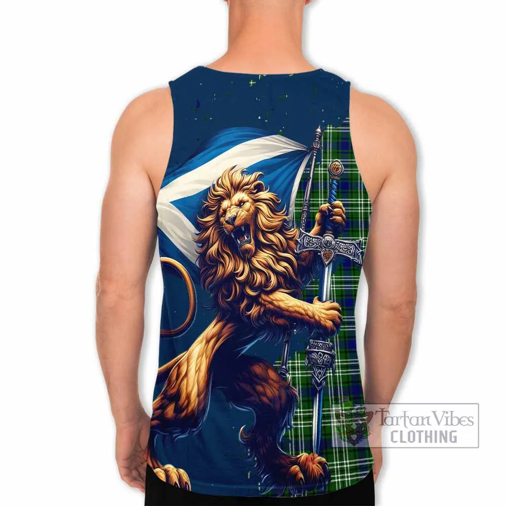 Blackadder Tartan Family Crest Men's Tank Top with Scottish Majestic Lion