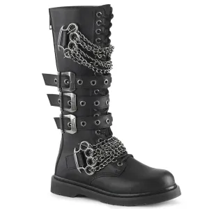 Bolt-450 Black Vegan Leather Knee-High 20 Eyelet Combat Boot