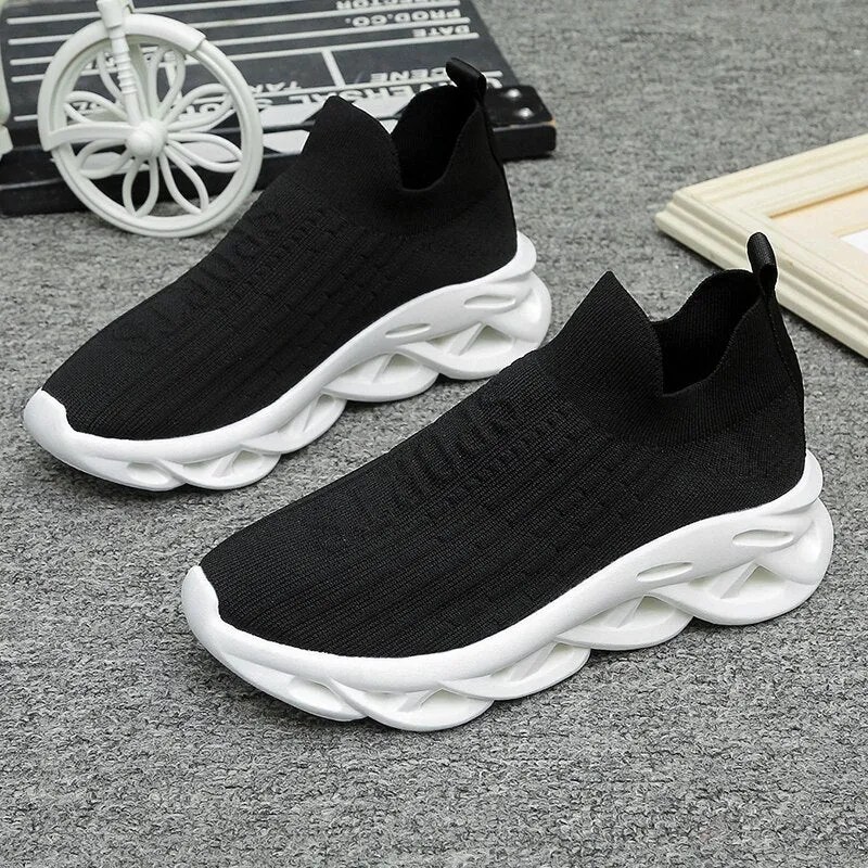 Breathable Knit Platform Women's Sneakers  Summer Non-slip Casual Sports Shoes Ladies Slip on Soft Sole Sneaker Shoes Flats