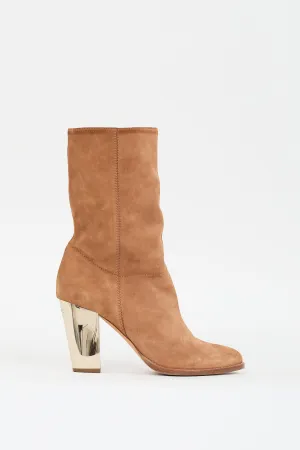 Brown Suede Heeled Boot