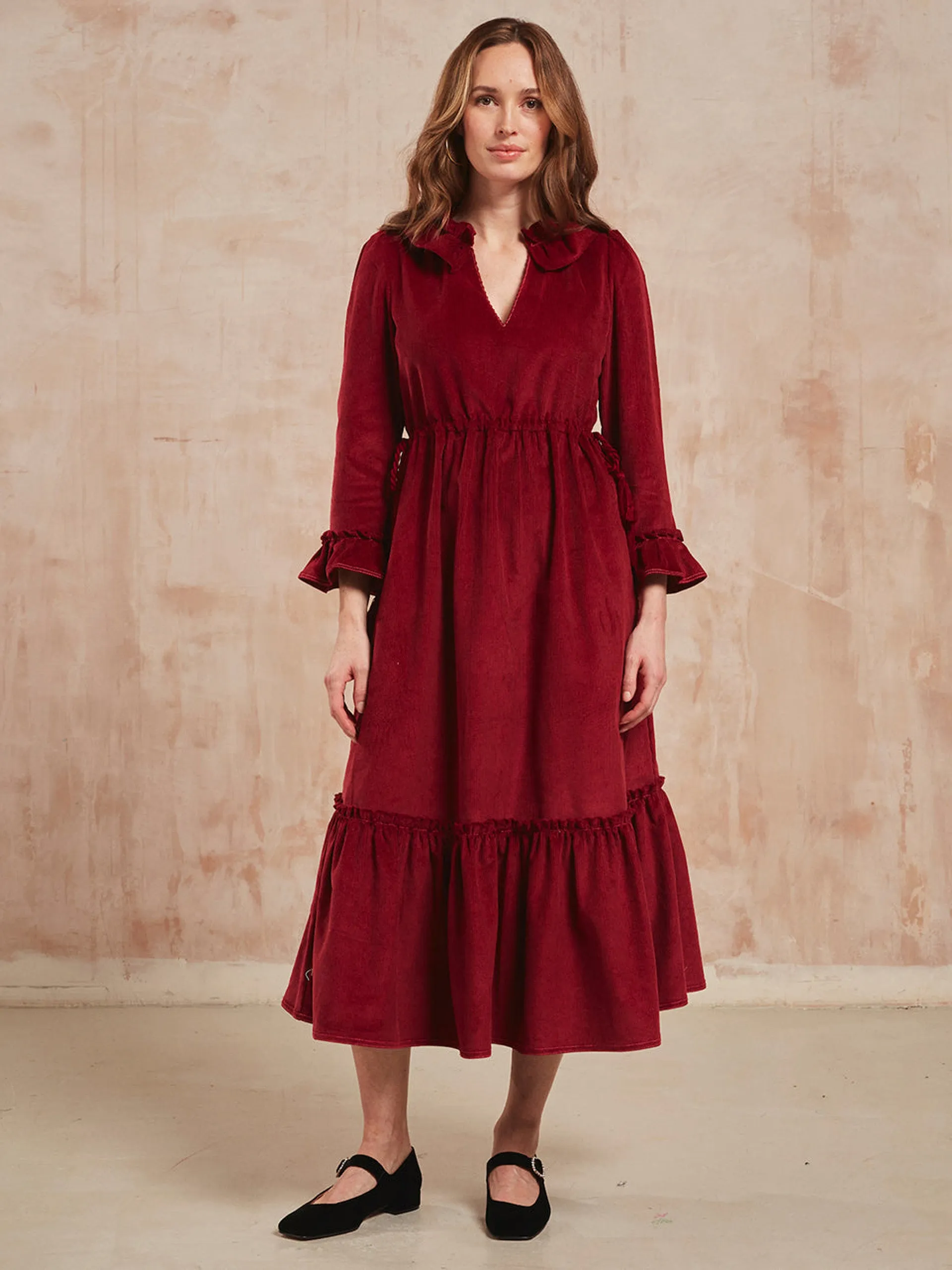 Burgunday cord Amelia dress