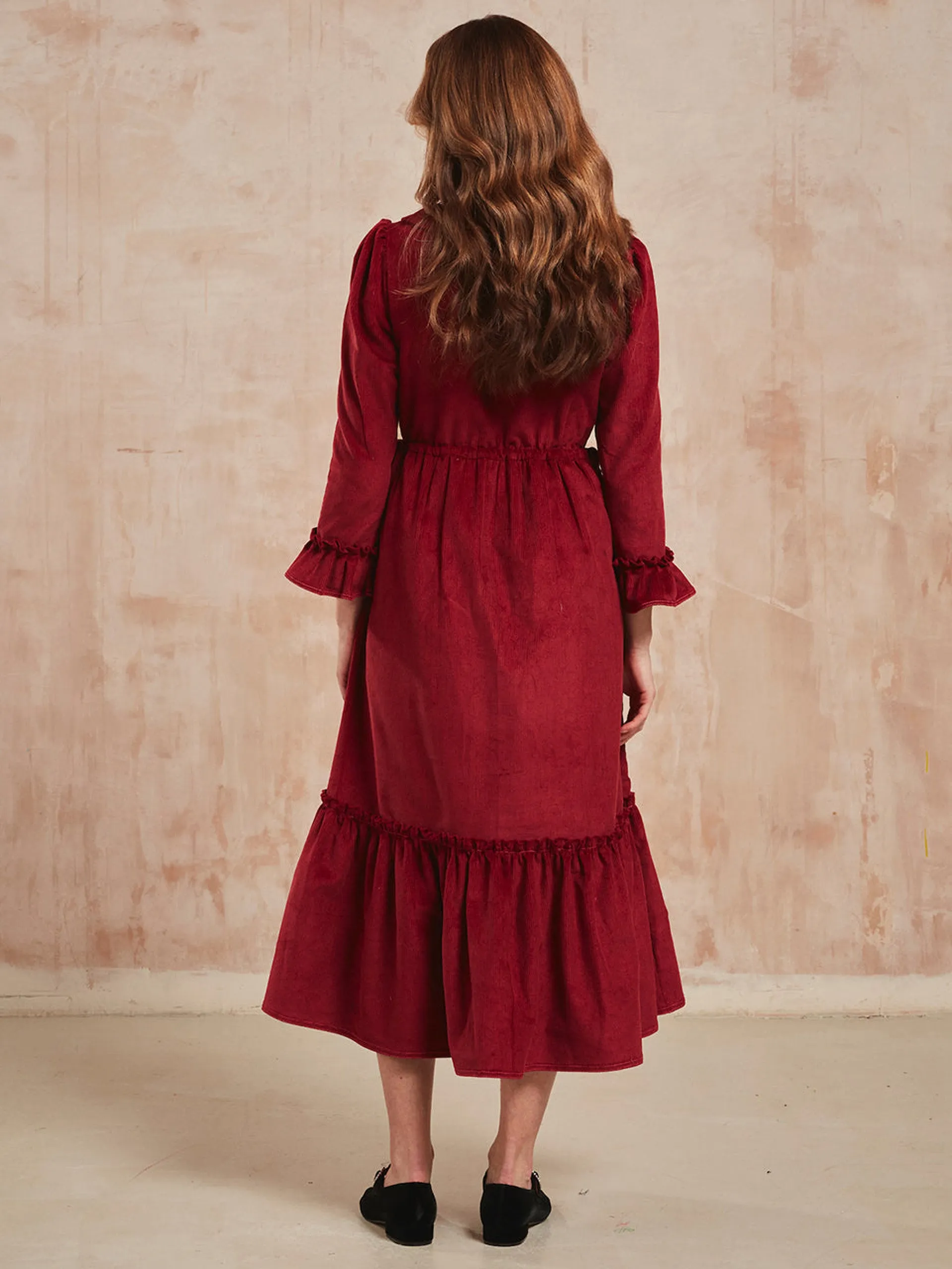 Burgunday cord Amelia dress