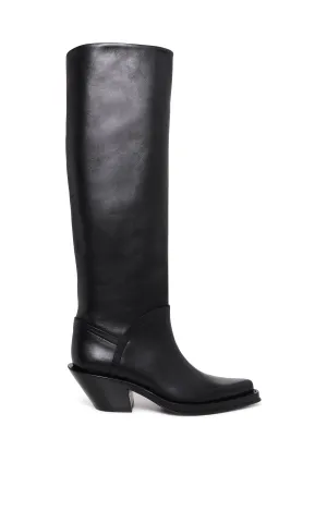 Camero Knee-High Cowboy Boot in Black Leather