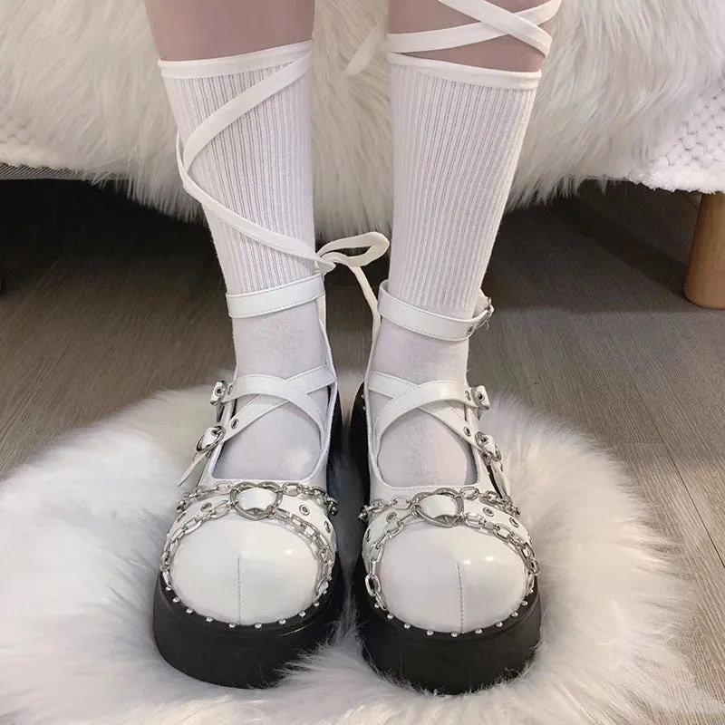 Chained Heart Grunge Loli Platform Shoes SD01797