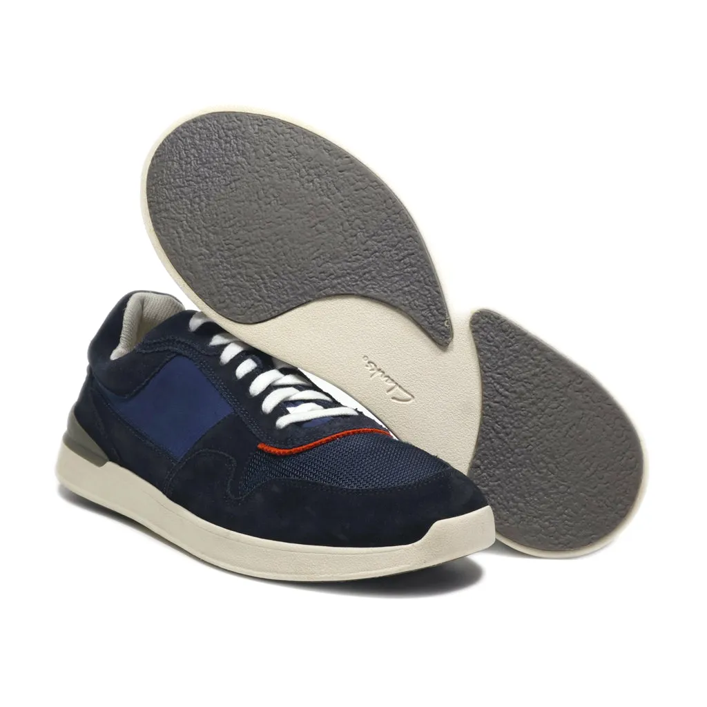 Clarks Low-Top Sneakers Suede Blue Colour For Men