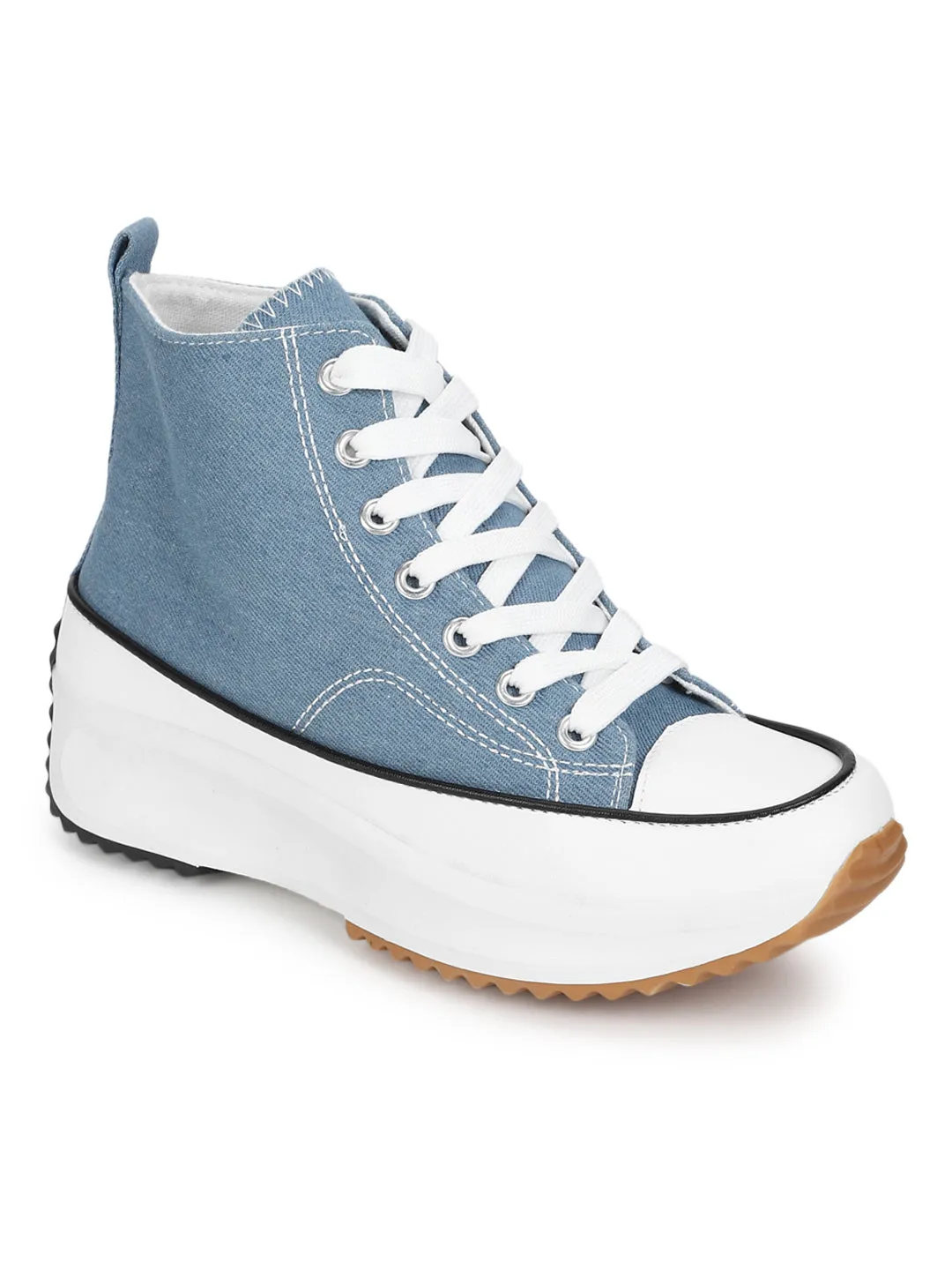 Denim Blue Canvas Lace Up Sneakers (TC-RS3476-DNM)