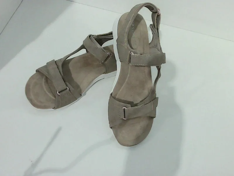 Easy Spirit Womens TAUPE 240 Open Toe Walking & Hiking Wedge Sandals Color Taupe Size 6m