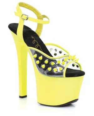 Ellie Shoes Solar 7" Neon Platform Black Light Reactive Spikes Yellow Eight