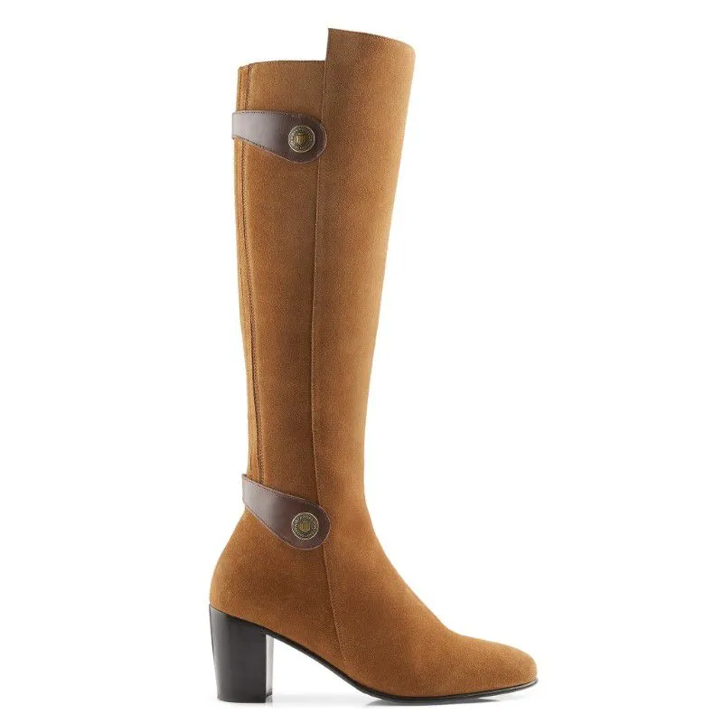 Fairfax & Favor Upton Heeled Ladies Boot - Tan Suede