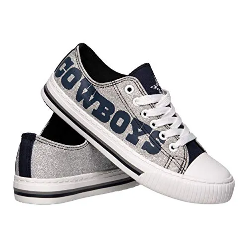 FOCO Dallas Cowboys NFL Womens Glitter Low Top Canvas Shoes