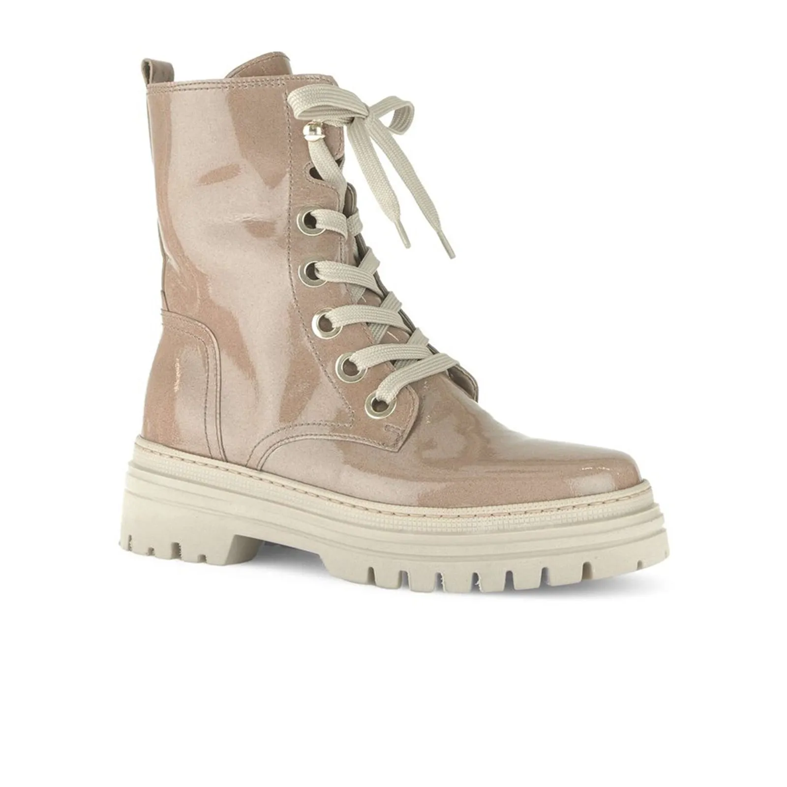 Gabor 51.721.92 Combat Lace Up Boot (Women) - Patent Beige