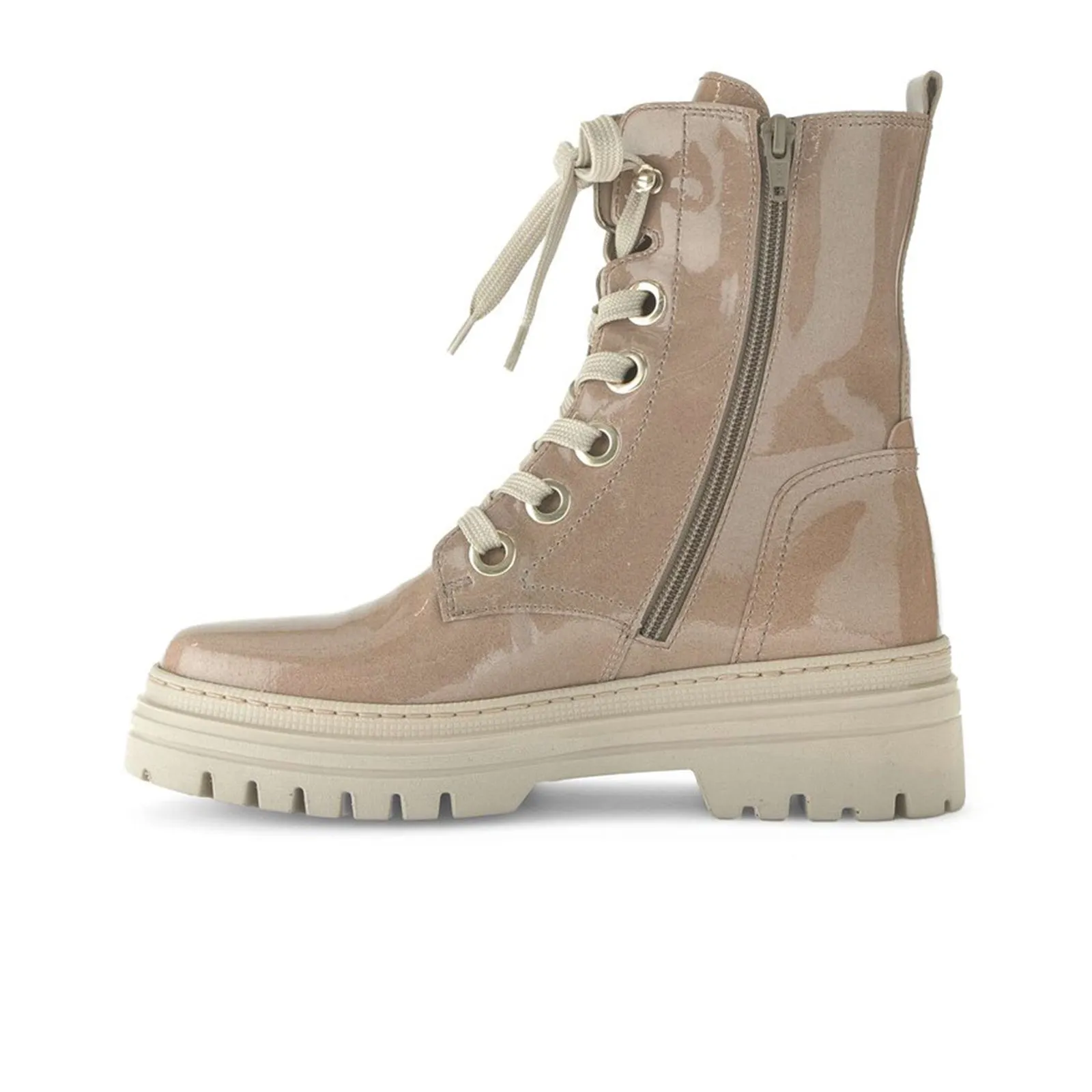 Gabor 51.721.92 Combat Lace Up Boot (Women) - Patent Beige