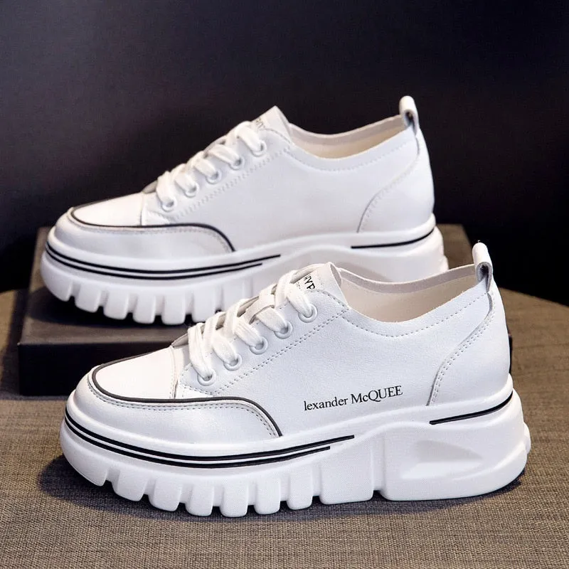 Genuine Leather Platform Sneakers Women's Sports Shoes Woman Flats Luxury Shoes Women Casual Female Sneakers Woman Tennis Female