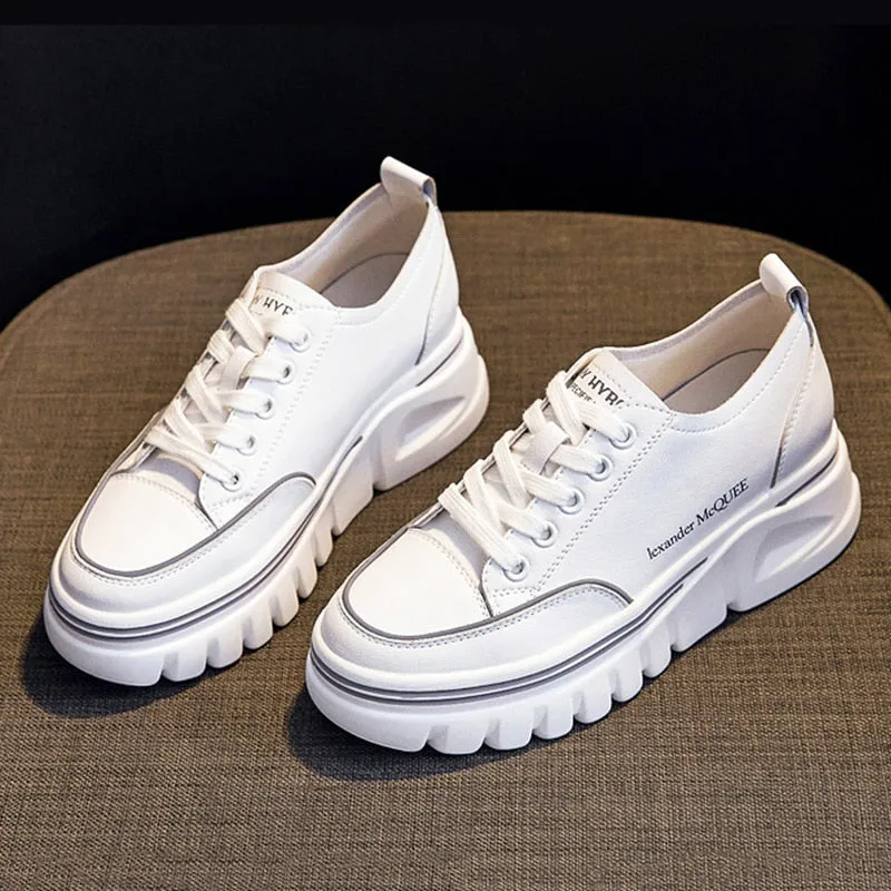 Genuine Leather Platform Sneakers Women's Sports Shoes Woman Flats Luxury Shoes Women Casual Female Sneakers Woman Tennis Female