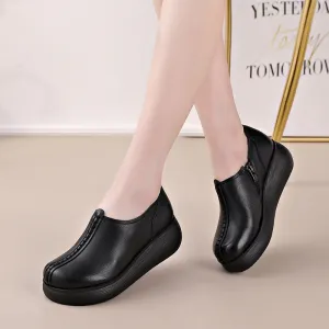 Genuine Leather Women Shoes With Platform High Heels