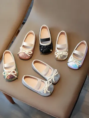 Girls Sparkle Bow Ballet Flats by Liv and Mia